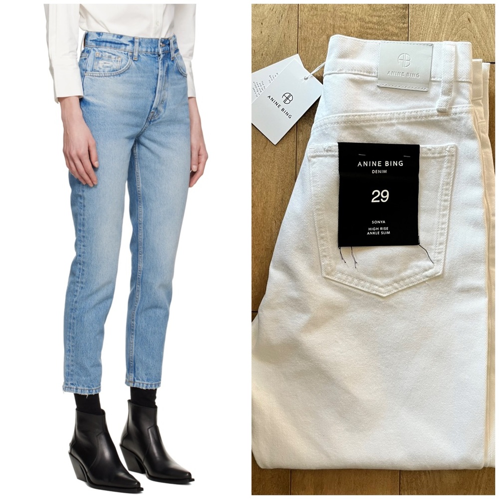 NWT Anine Bing Sonya High Rise Slim Ankle Jeans